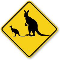 Kangaroo with Joey Crossing Sign