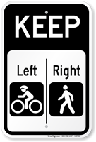 Keep Left Cyclists Right Pedestrian Sign