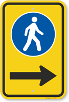Pedestrian Crossing Sidewalk Sign With Arrow
