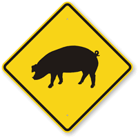 Pig Crossing Sign Symbol