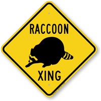 Raccoon Xing Road Sign