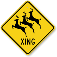Reindeer Xing Road Sign