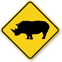 Rhinoceros Crossing Sign