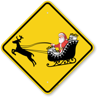 Santa On Sleigh Symbol Crossing Sign