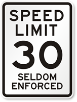 Seldom Enforced NYC 30 MPH Speed Limit Sign