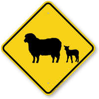 Sheep with Lamb Crossing Sign