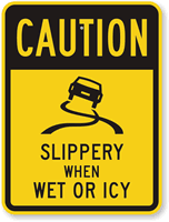 Slippery When Wet Or Icy Sign