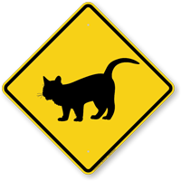 Standing Cat Crossing Symbol Sign
