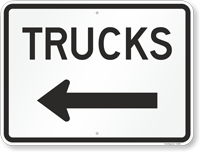 Trucks Sign with Arrow Sign