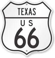 US 66 Texas Route Marker Shield Sign