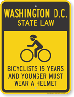 Bicyclists 15 Years Wear Helmet Washington Law Sign