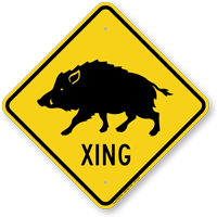 Wild Hog Xing Road Sign