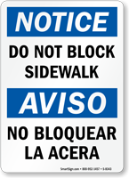 Do Not Block Bilingual Sign