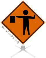 Flagger Symbol Roll-Up Sign