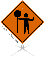 Flagger Paddle Symbol Roll-Up Sign