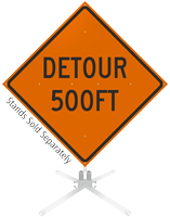 Detour 500 Feet and 1000 Feet Roll-Up Sign