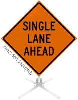 Single Lane Ahead Roll-Up Sign