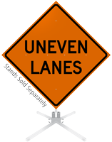 Uneven Lanes Roll-Up Sign