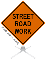 Street Road Work Roll-Up Sign