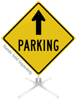 Parking Ahead Arrow Roll-Up Sign