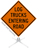 Log Trucks Entering Road Roll-Up Sign