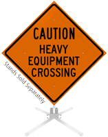 Caution Heavy Equipment Crossing Roll-Up Sign