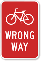 Bicycle Wrong Way Sign Symbol