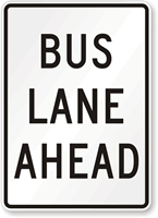 Bus Lane Ahead HOV Sign