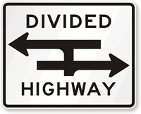 Divided Highway Crossing T Intersection Sign 
