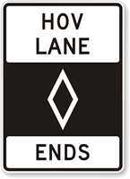 HOV Lane Ends (Symbol) Preferential Lane Sign