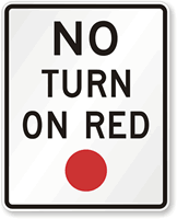 No Turn On Red (Dot) Sign For Traffic