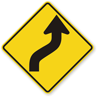 Right Reverse Curve Sharp Turn Lane Shift Right Sin