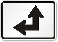 Straight Thru Left Arrow Route Marker Sign Symbol