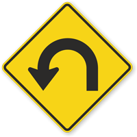Hairpin Left Curve Symbol - Sharp Turn Sign