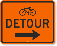 Bicycle Detour Route Marker Sign with Arrow