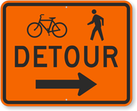 Bicycle Pedestrian Detour Traffic Sign with Arrow