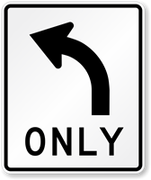 Left Turn Only Lane-Use Control Sign Symbol