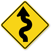 Left Winding Road Sign - Sharp Turn Sign