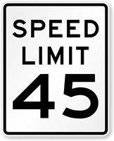 45 Speed Limit Road Traffic Sign