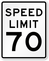 Speed Limit 70 For Road Traffic Sign