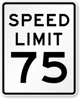 Speed Limit 75 For Traffic Sign