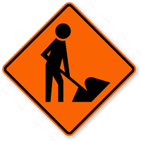 Worker Symbol - Road Warning Sign